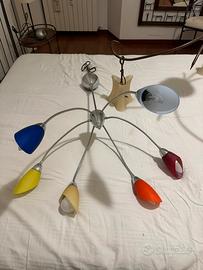 2 lampadari (ferro battuto e acciaio)