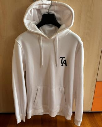 Felpa bianca con cappuccio taglia M unisex