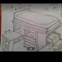Letto singolo con scrivania 