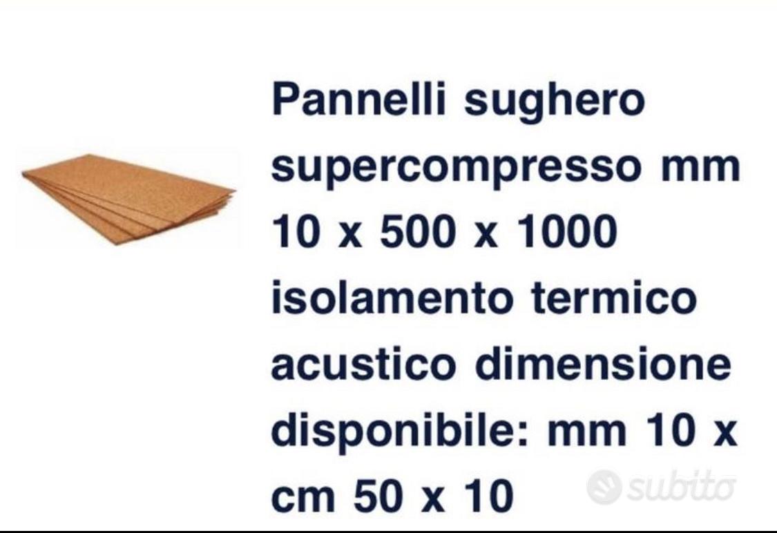 Pannelli sughero supercompresso mm 10 x 500 x 1000 isolamento