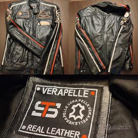 Giubbino in vera pelle taglia 48, stile Cafè Racer