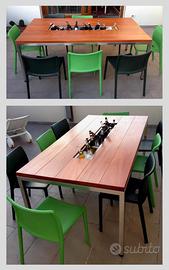 Tavolo in acciaio inox e legno