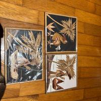 Set 3 quadretti artigianali in foglia palma