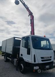 IVECO 75E18 ribaltabile trilaterale + gru + ragno