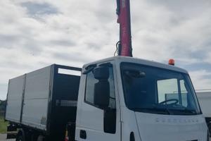 IVECO 75E18 ribaltabile trilaterale + gru + ragno
