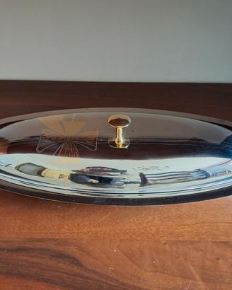 Vassoio Vintage ovale, inox, con coperchio