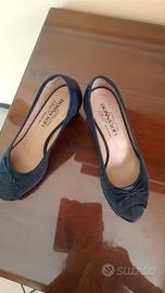 scarpe blu in vera pelle scamosciata 37,5