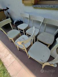 6 sedie in legno bianche – vintage