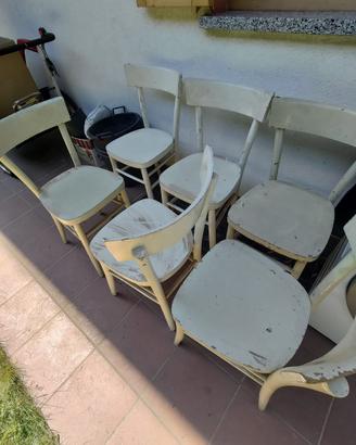 6 sedie in legno bianche – vintage