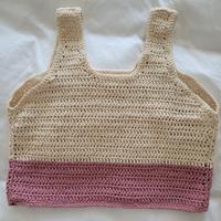 crop top bianco e rosa fatto a mano 