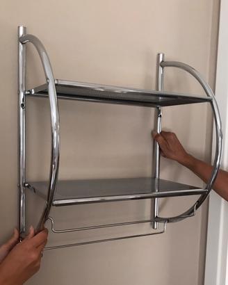 Mensola cromata a parete per bagno