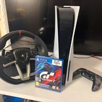 Ps5 con  gran turismo 7 e volante ps5