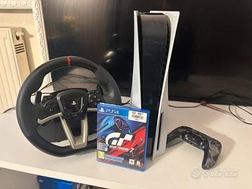 Ps5 con  gran turismo 7 e volante ps5