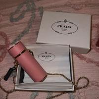 Prada collana porta rossetto in pelle rosa nuovo