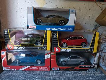 LOTTO DI 5 MODELLINI AUDI  SCALA 124  TUTTE NUOVE 