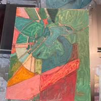 Quadro, olio su tavola soggetto religioso