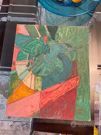 Quadro, olio su tavola soggetto religioso