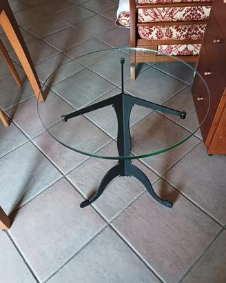 Tavolino rotondo in vetro 53cm  nero elegante
