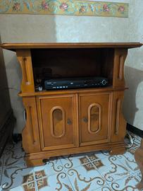 MOBILE PORTA TV IN LEGNO VINTAGE CON ROTELLE