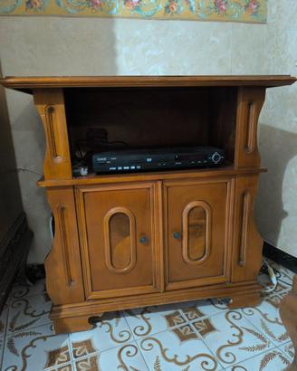 MOBILE PORTA TV IN LEGNO VINTAGE CON ROTELLE