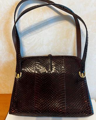 Borsa Vintage in pelle di coccodrillo marrone