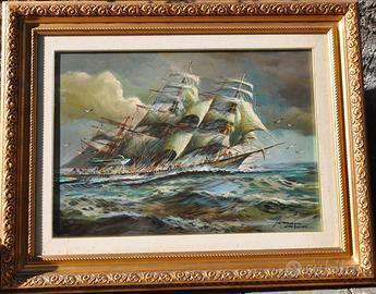 Quadro Veliero in Tempesta - Herman Conrad 70x50