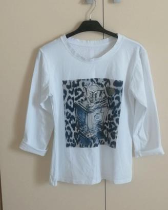 Tshirt donna bianca con stampa taglia M