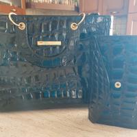 Borsa Ghibli in pelle goffrata effetto coccodrillo