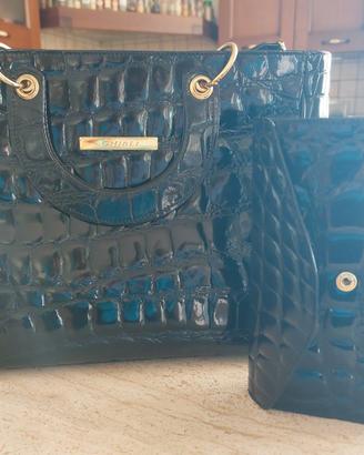 Borsa Ghibli in pelle goffrata effetto coccodrillo