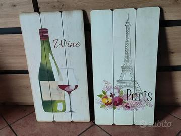 Coppia quadri vino ed Eiffel
