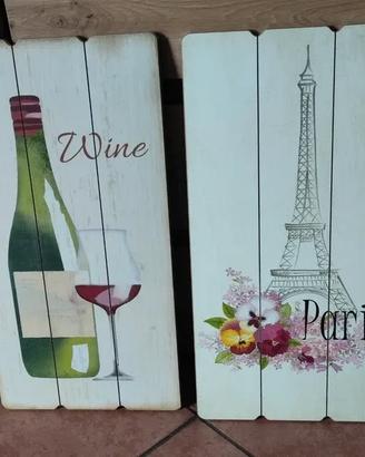 Coppia quadri vino ed Eiffel