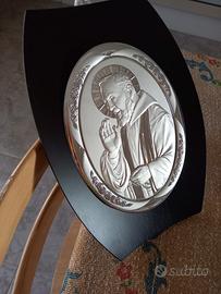 Quadretto Padre Pio laminato in argento 