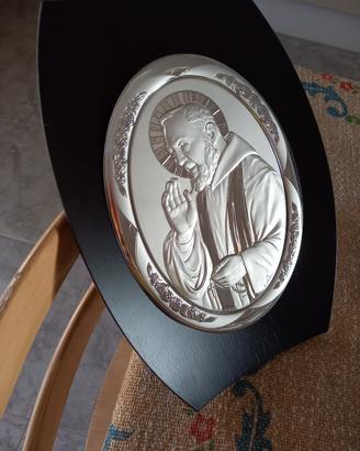 Quadretto Padre Pio laminato in argento 