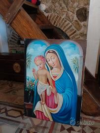 quadro madonna con bambino, olio su tela 