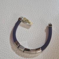 bracciale uomo in silicone  argento e acciaio