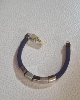 Bracciale uomo in silicone,  argento e acciaio