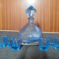 BOTTIGLIA LIQUORE E BICCHIERINI ART DECO'