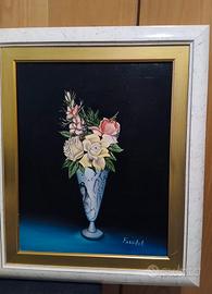 Dipinto olio su tela "Natura morta con fiori"