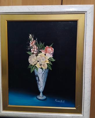 Dipinto olio su tela "Natura morta con fiori"