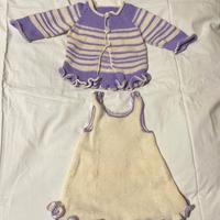 Vestito neonato con cadigan fatto a mano