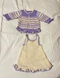 Vestito neonato con cadigan fatto a mano