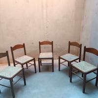 Sedie da cucina in vero legno e paglia