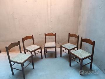 Sedie da cucina in vero legno e paglia