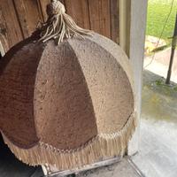 Lampadario vintage in tessuto con frange anni 70