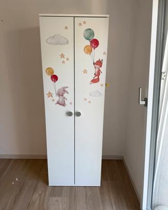 Armadio guardaroba bianco per cameretta bambini