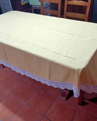 Tovaglia lino+12 tovaglioli bordatura uncinetto 