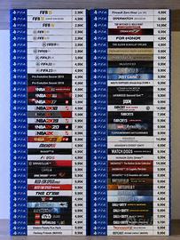 Set Giochi PlayStation 4 e 5. Prezzi in foto.