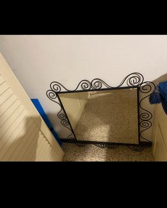 Specchio da parete/appoggio ferro battuto nero