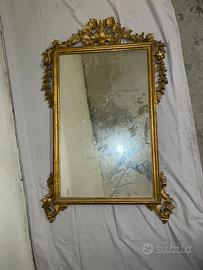 Specchio vintage barocco dorato cornice intagliata