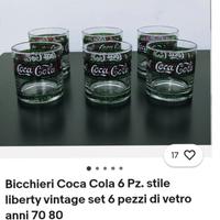 6 bicchieri vintage originali coca cola